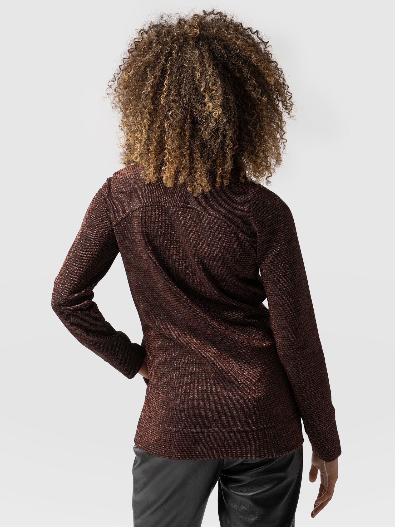 Ottoman Rib Roll Neck - Bronze Lurex